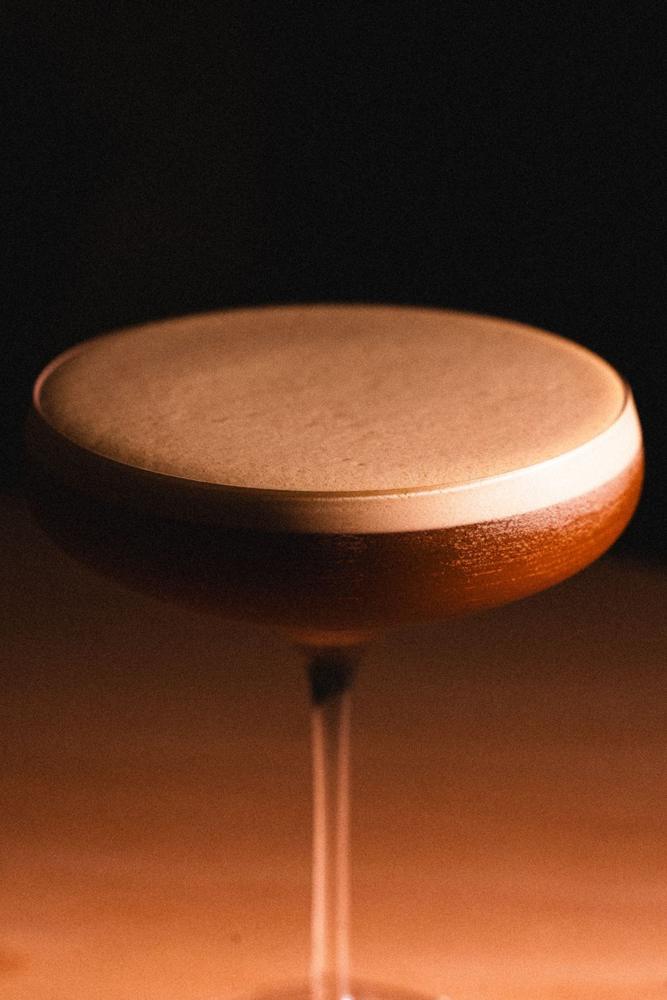 Coffee drink in a coupe glass